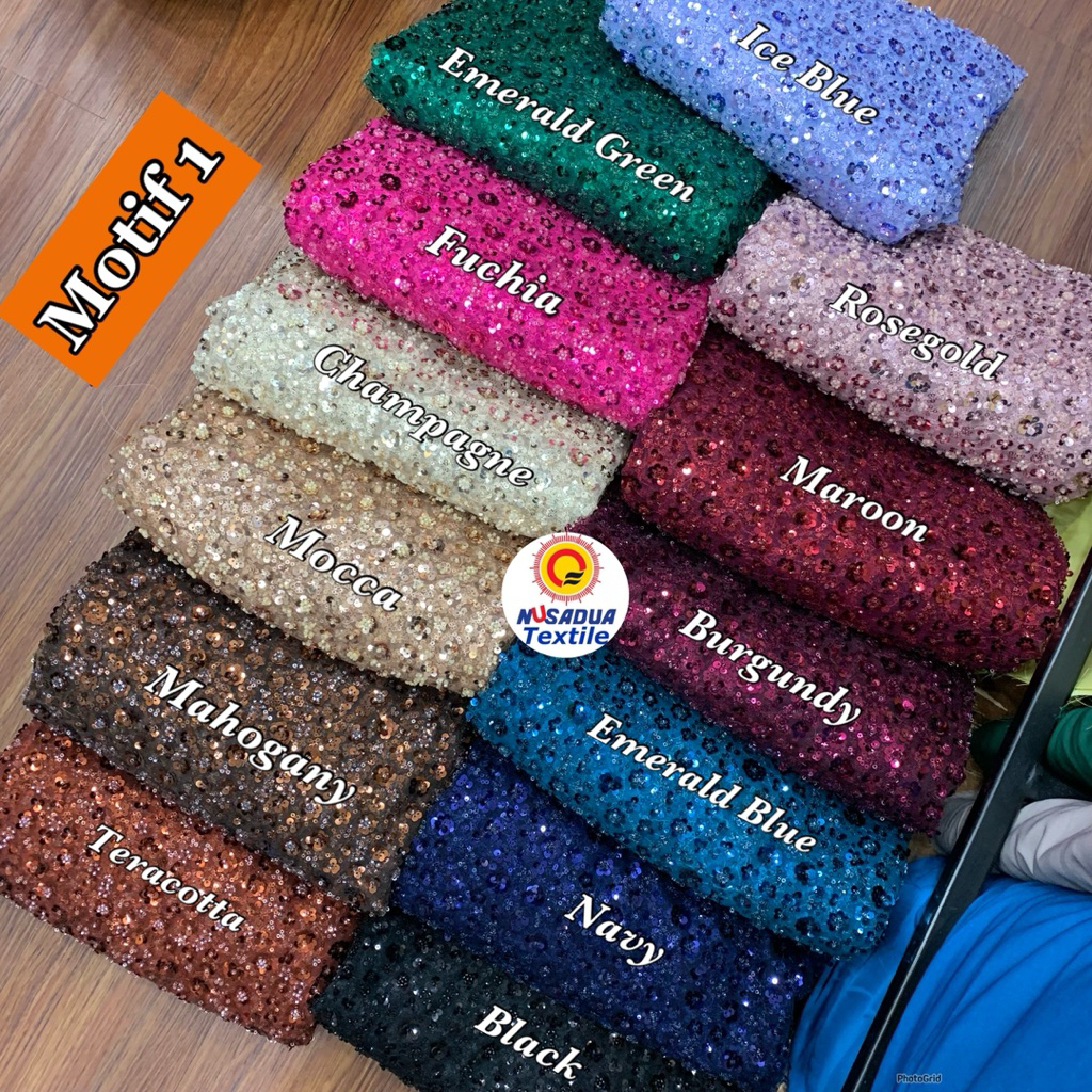 1/2 METER TULLE PAYET FENDI // TULLE FULL PAYET MURAH // TULLE KEBAYA FULL PAYET