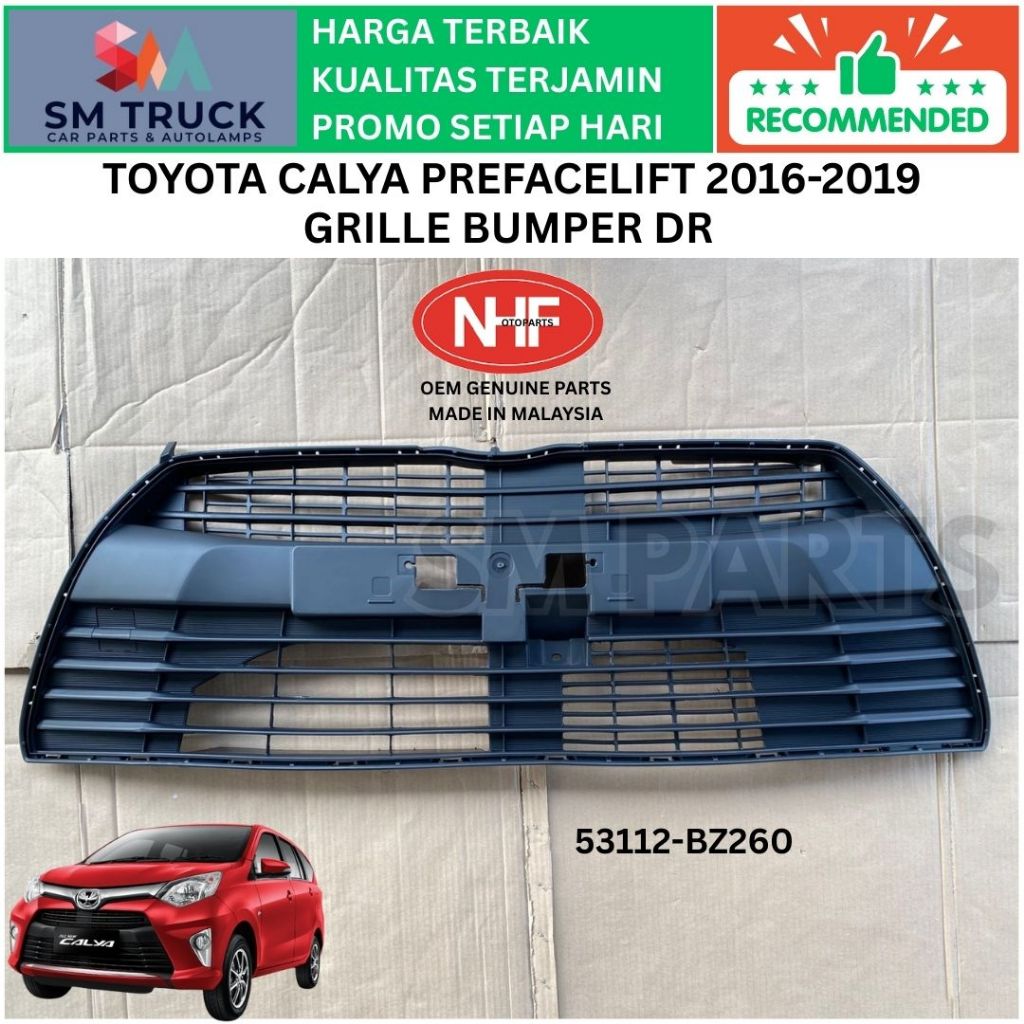 (ORI MALAYSIA) GRILLE RAM KUMIS BEMPER BUMPER DEPAN TOYOTA CALYA 2016 2017 2018 PRE FACELIFT BARU OE