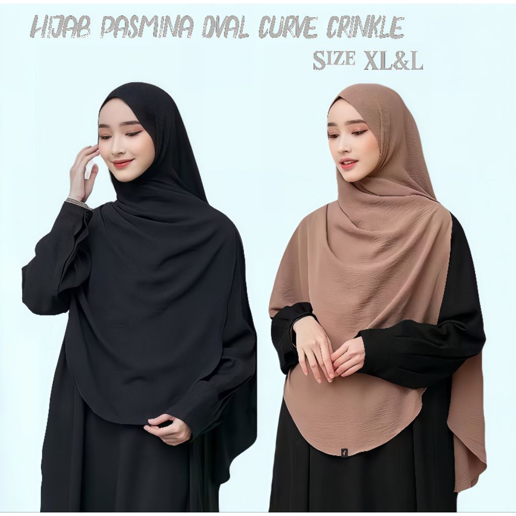 HIJAB PASHMINA OVAL BAHAN CRINKLE/PASHMINA JUMBO CURVE OVAL CRINKLE AIRFLOW/PASMINA OVAL