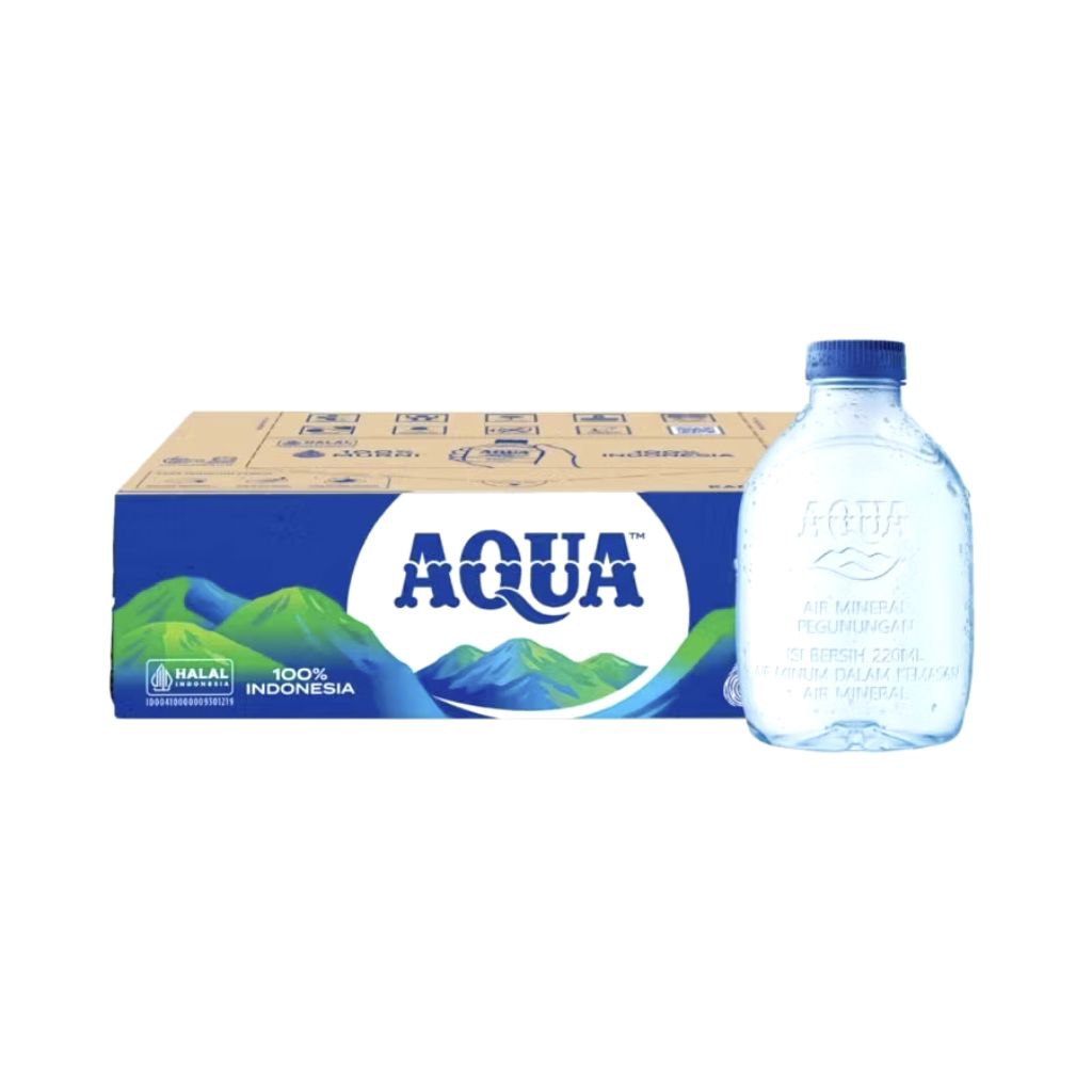 AQUA Cube 220ml – Air Mineral Botol Mini Kotak | 1 Dus Isi 24 Botol | Aqua Cube Original