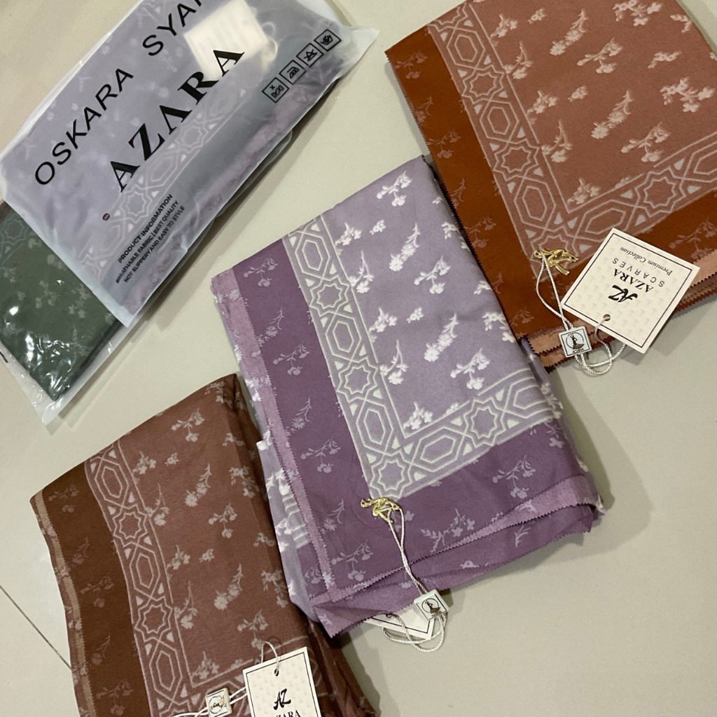 Hijab Segi Empat Syari Azara  Kerudung Motif Jumbo  Jilbab Voal Motif Seragam