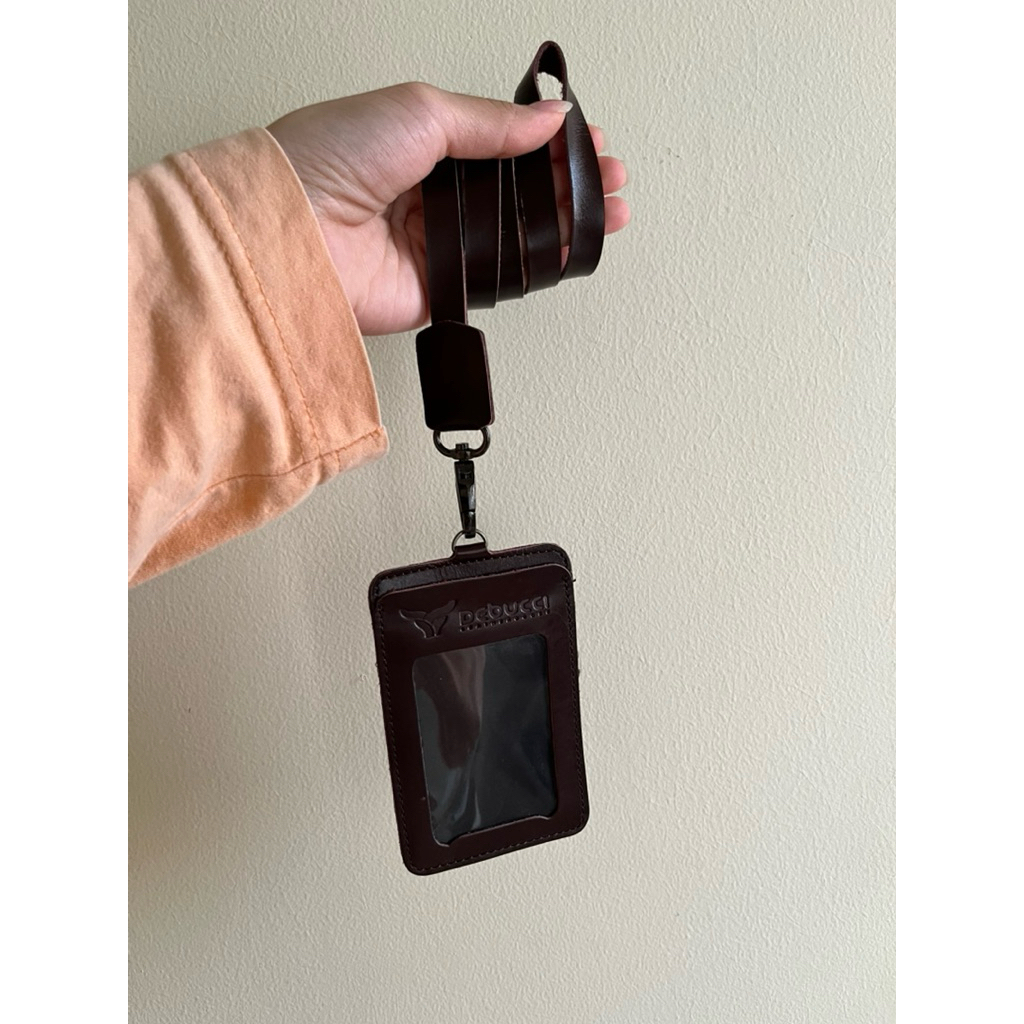 New Leather Lanyard Debucci Darkbrown
