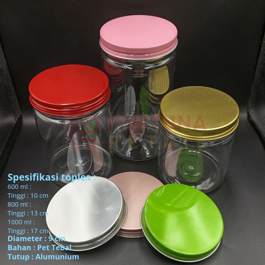 Toples plastik tutup alumunium/toples kue alumunium