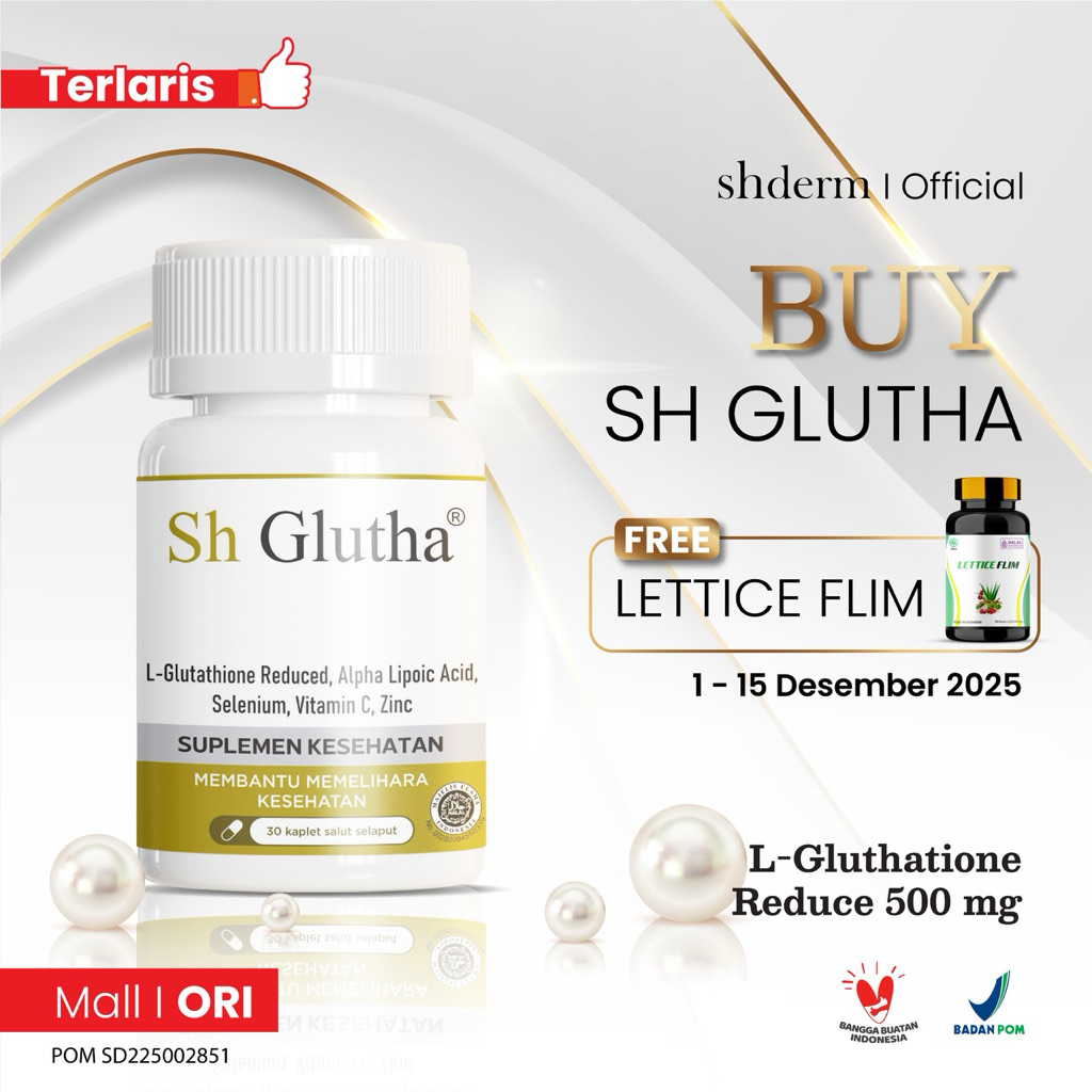 TERLARIS SH Glutha Whitening Booster 30 Kapsul Tinggi Antioksidan Mencerahkan Kulit dan Lembab