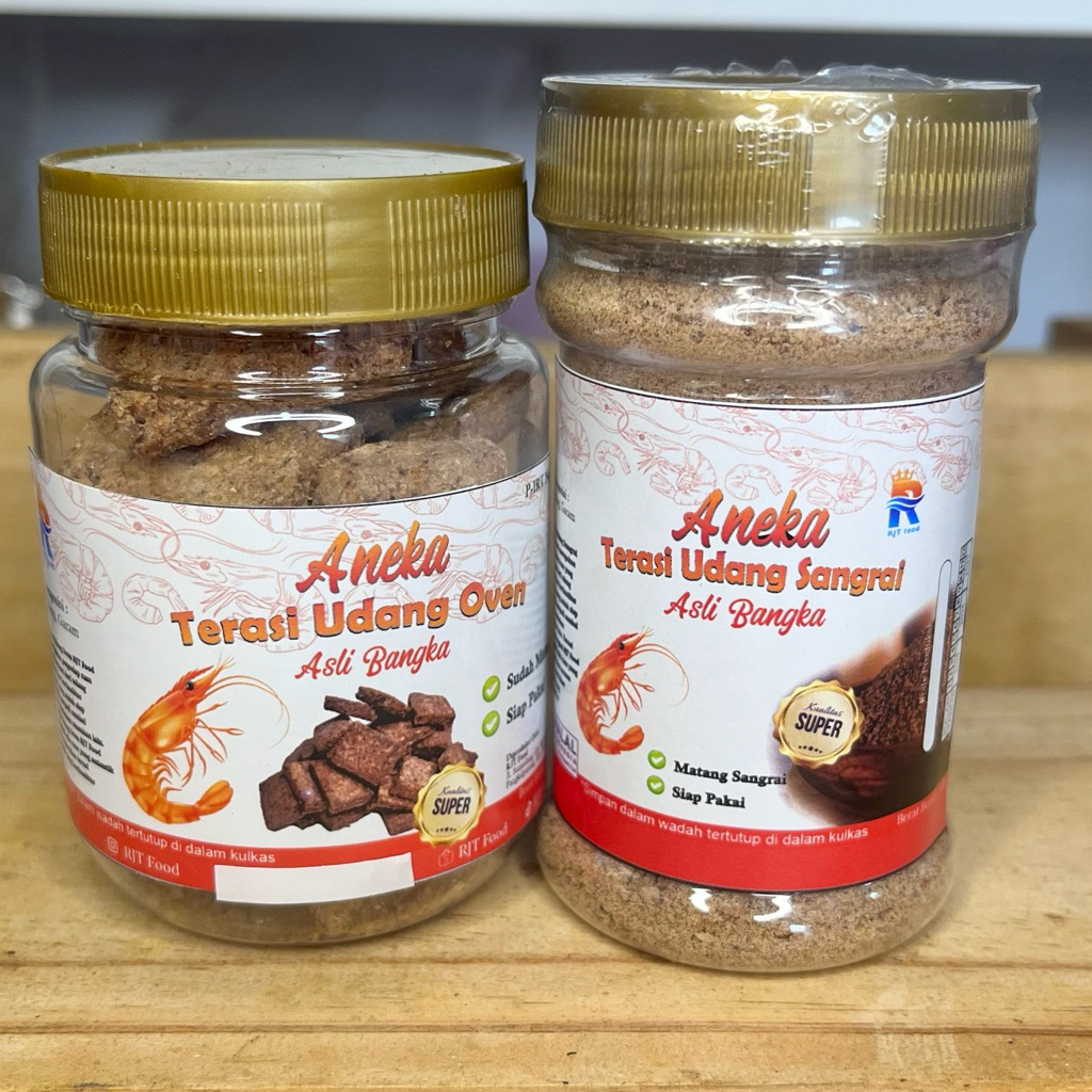 paket isi 2 terasi bangka siap pakai (terasi oven + terasi udang sangrai) halal