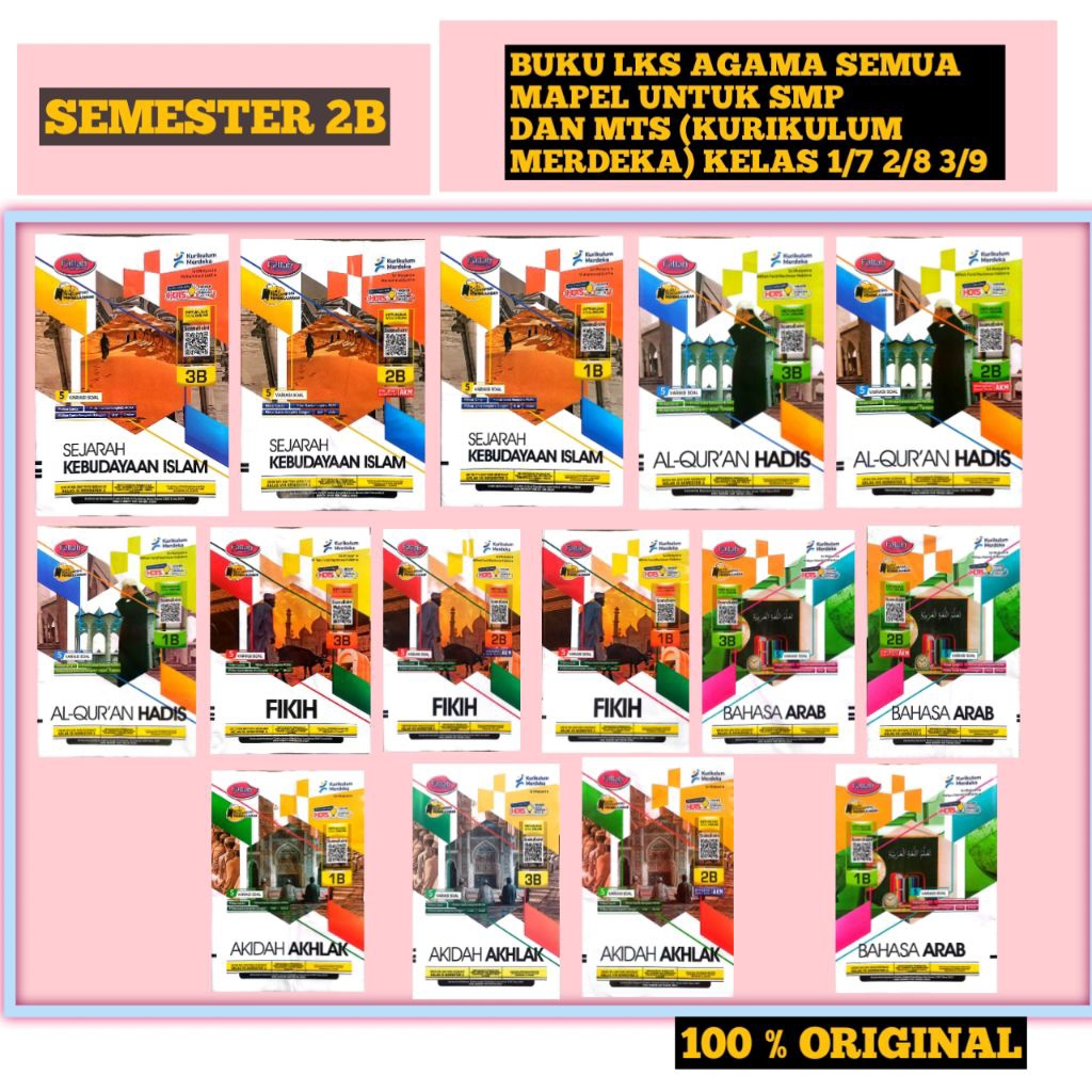 BUKU LKS UNTUK SMP / MTS KELAS 1/7  2/8 3/9 FIQIH, AKIDAH AKHLAK, BAHASA ARAB, SKI, QUR'AN HADIST ,S