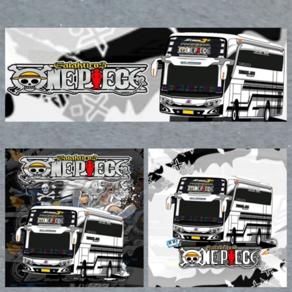 ISI 3 Stiker bus ONE PIECE Tunggal jaya stiker bis bus Tunggal Jaya ONEPIECE
