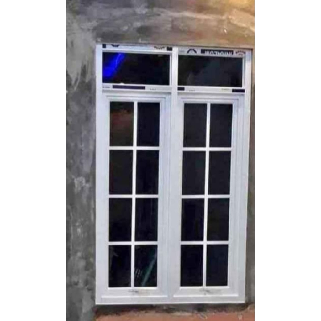 kusen jendela aluminium ornamen+fentilasi ukuran 160x100