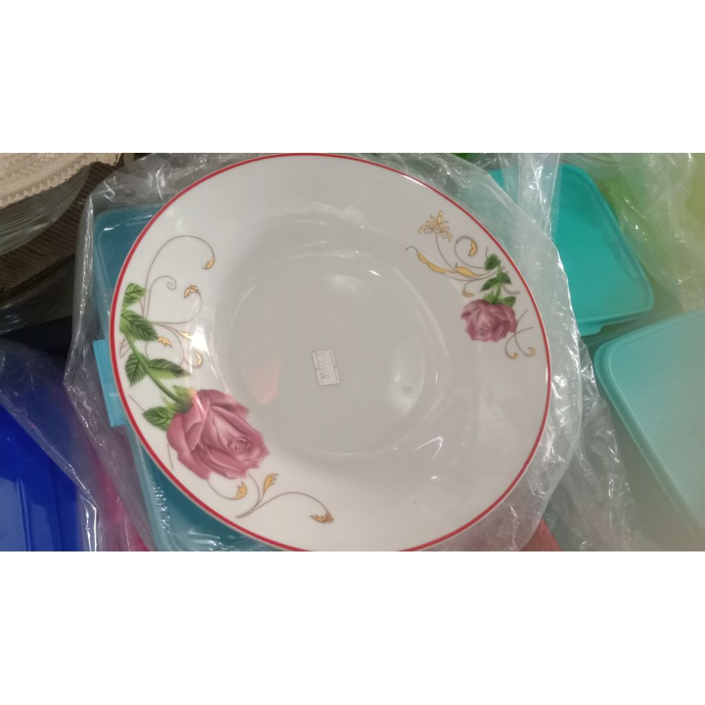 piring import tebal bunga mawar