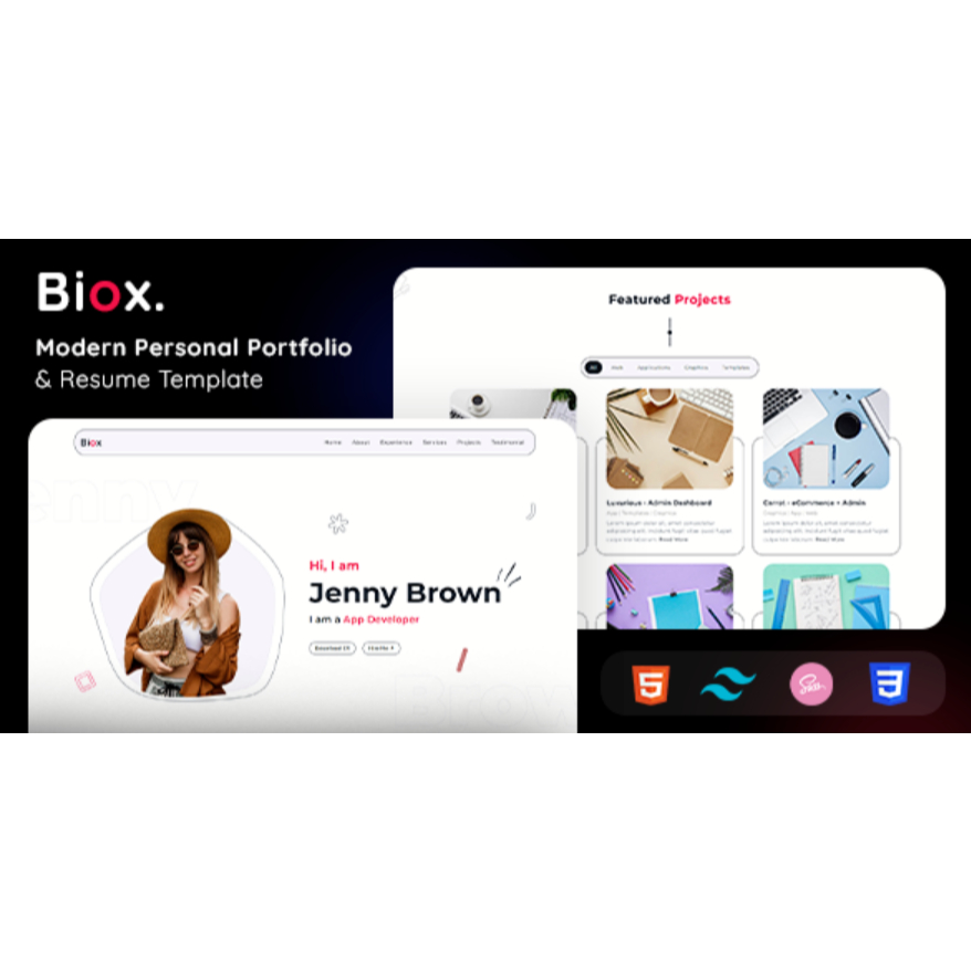 Biox - Personal Resume, Portfolio & Blog HTML Tailwind CSS Template