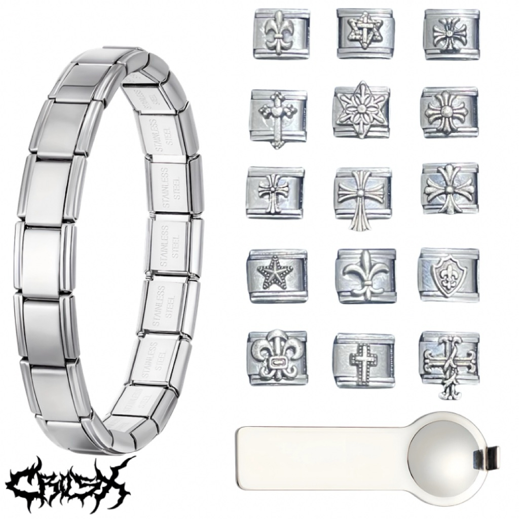 ITALIAN CHARM BRACELET / GELANG RANTAI JAM TANGAN SILVER VINTAGE CHAIN BRACELET DHT CHARM BRACELET G