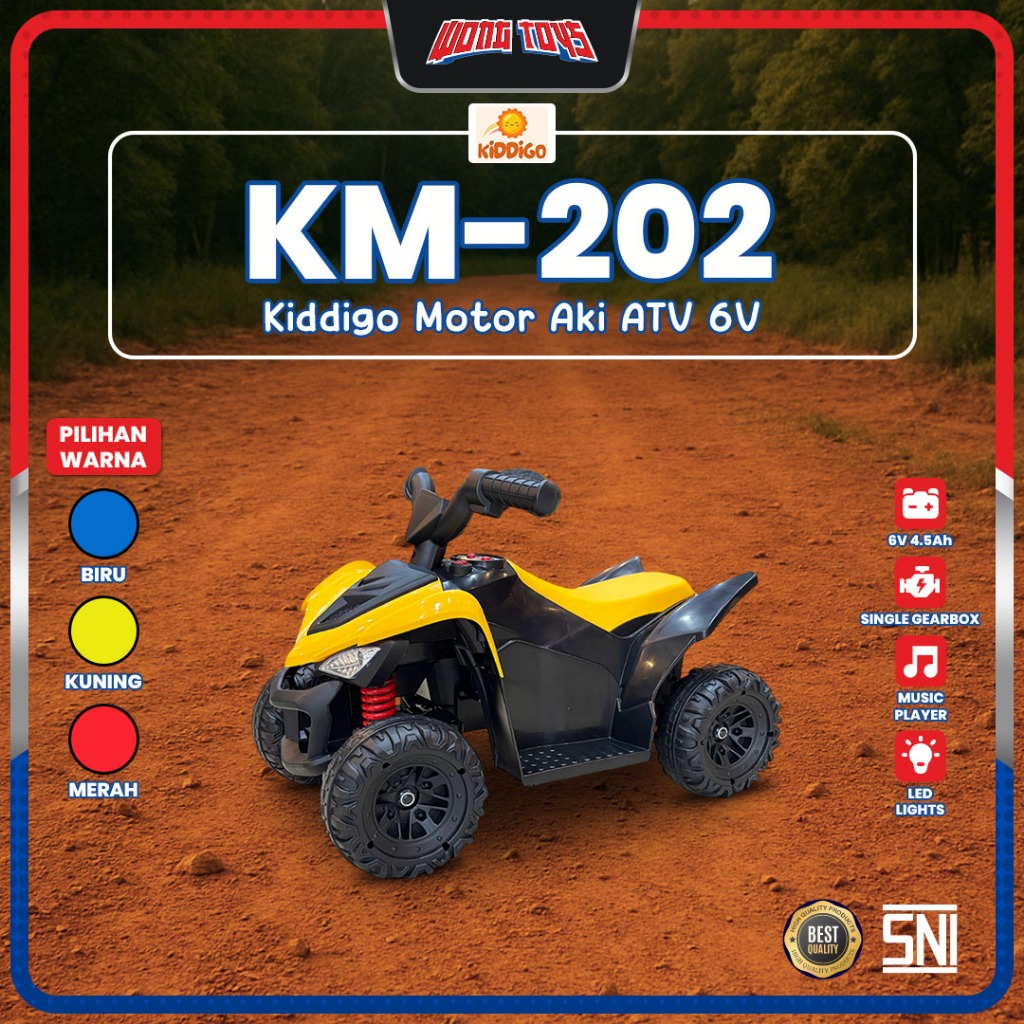 KM-202 Kiddigo Motor Aki ATV 6V - Mainan Motor Aki Anak