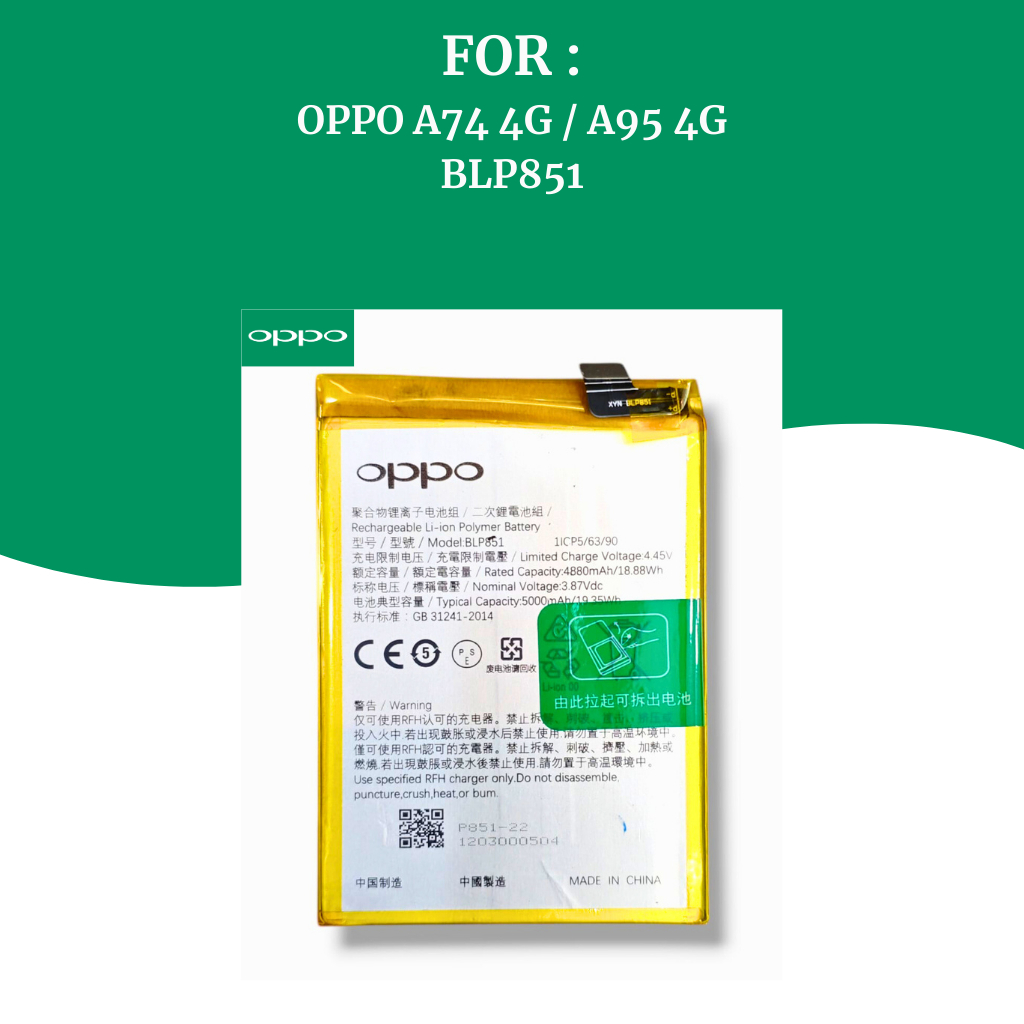 Battery Oppo A74 4G, A95 4G / Batre Hp Oppo Original BLP851
