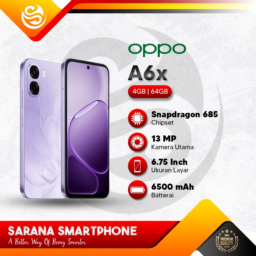 OPPO A6x 4/64GB Snapdragon 685 120Hz 6500mAh Kamera 13MP | Hp Murah Sejutaan Garansi Resmi