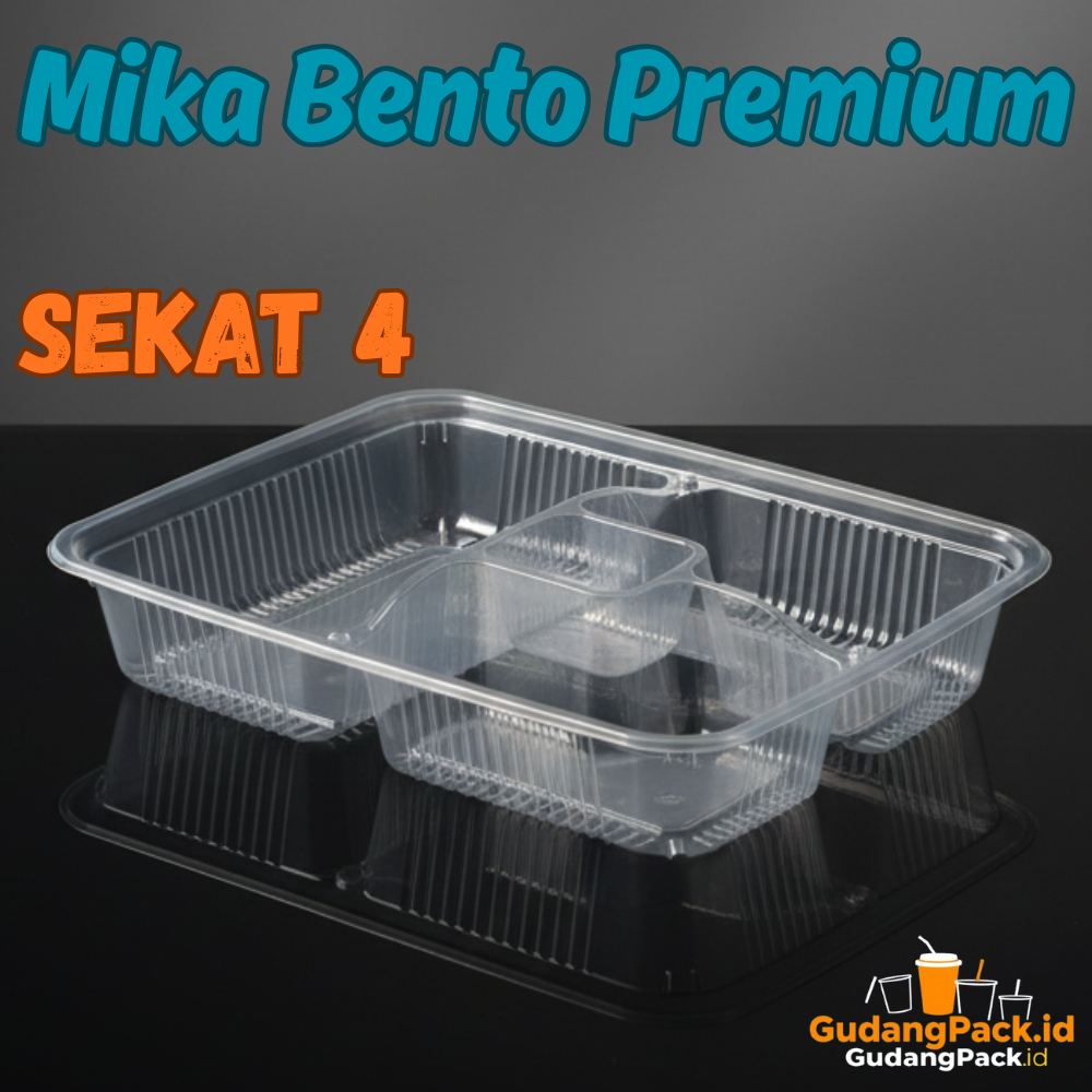 Mika Bento Premium Sekat 4 Katering / Wadah Mika Catering Kotak Nasi