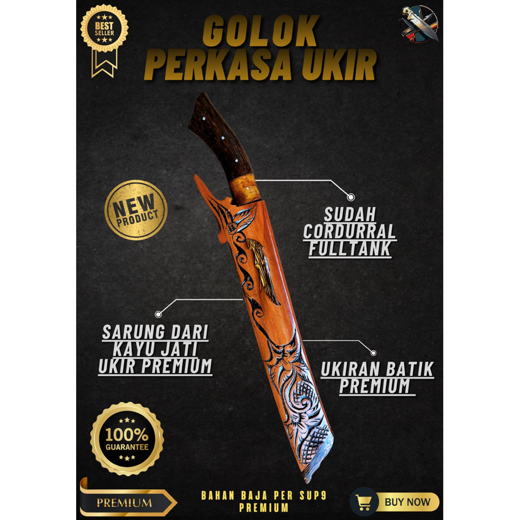 [BILAH_PISAU] GOLOK KEBUN MULTIFUNGSI 30cm GOLOK BAJA SUPER TAJAM Bahan Baja Per SUP9 Asli Original