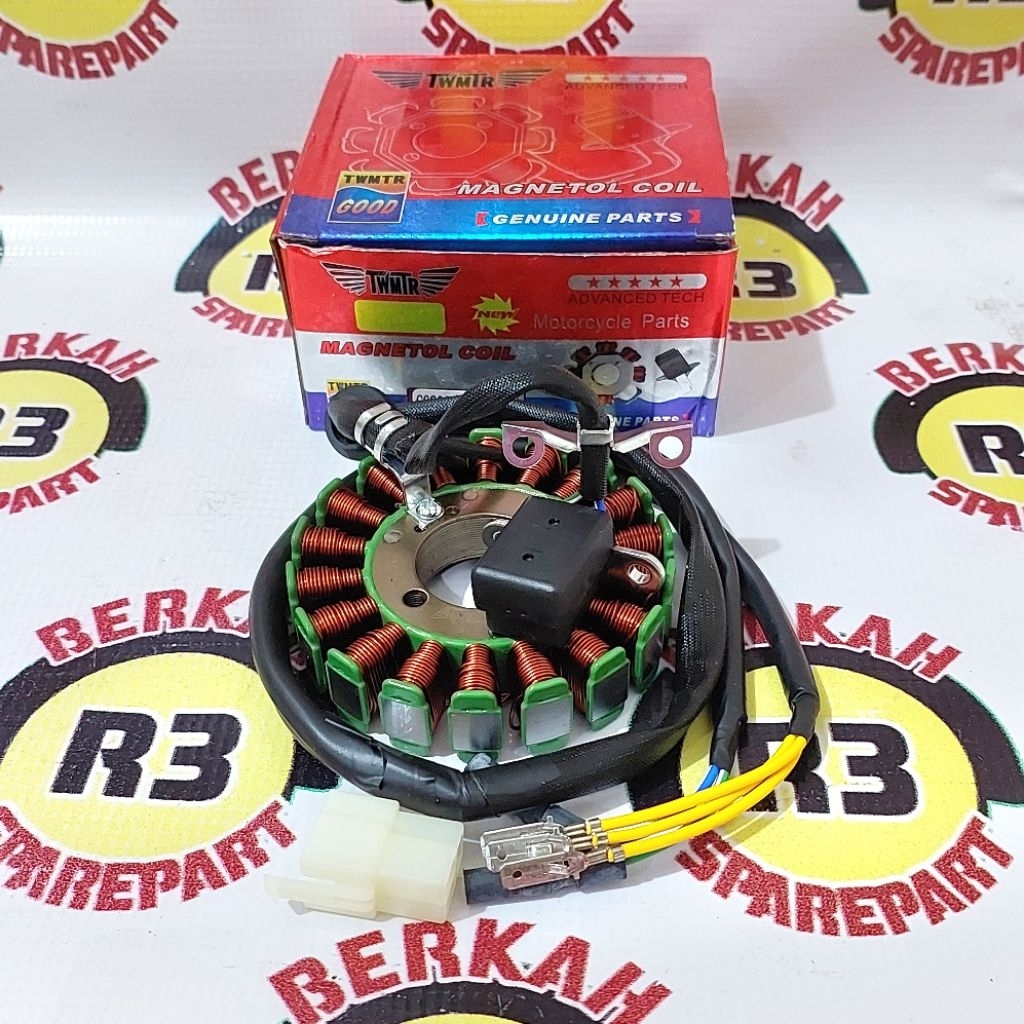 Spul Kaisar Happy perkasa 18 pole/lilitan/gulungan 93mm baut 3 motor roda tiga -Sedia sparepart moto