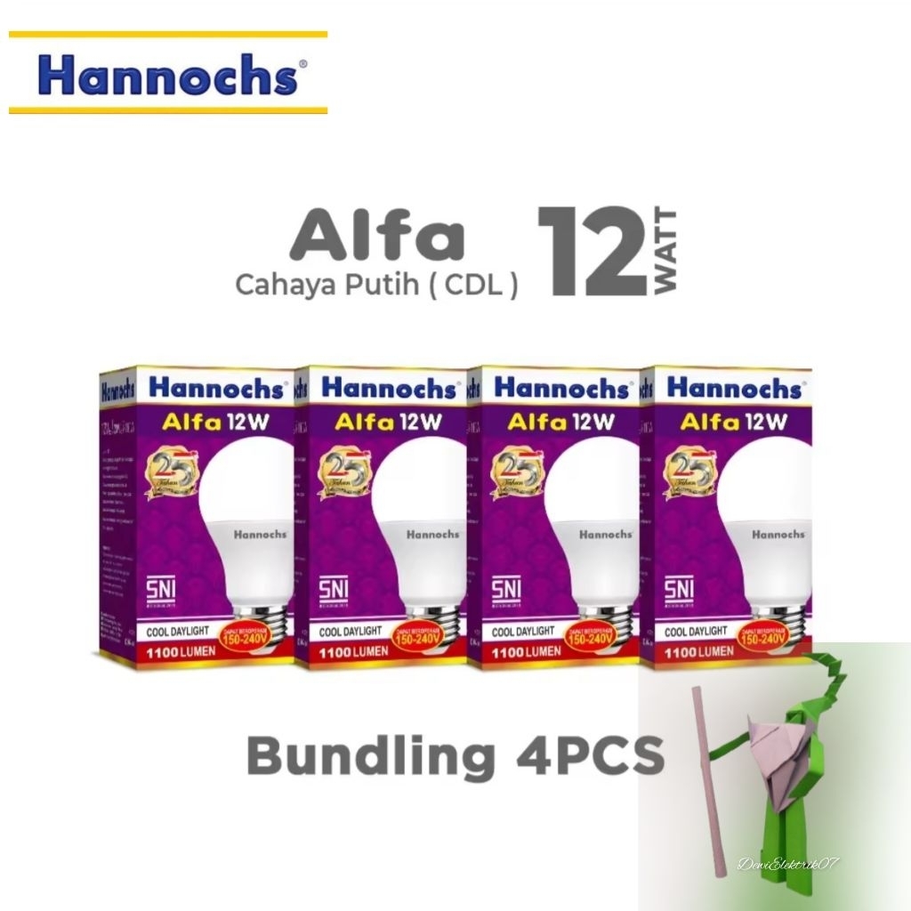 Paket 4 Pcs Lampu Hannochs ALFA Led 12 Watt  Putih