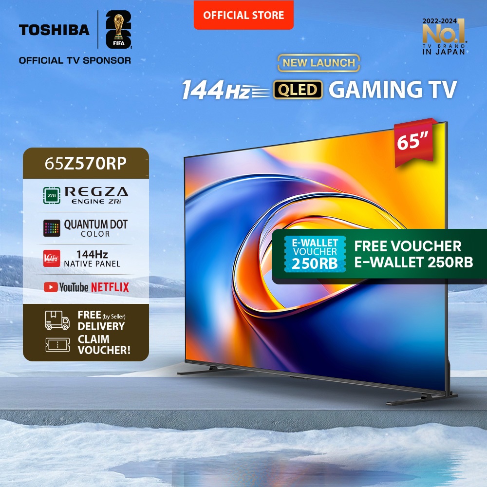 Toshiba TV 65" Gaming 144Hz 4K UHD Smart TV - Dolby Vision IQ + Gaming Atmos Regza ZR AI 2.1.2 Surro