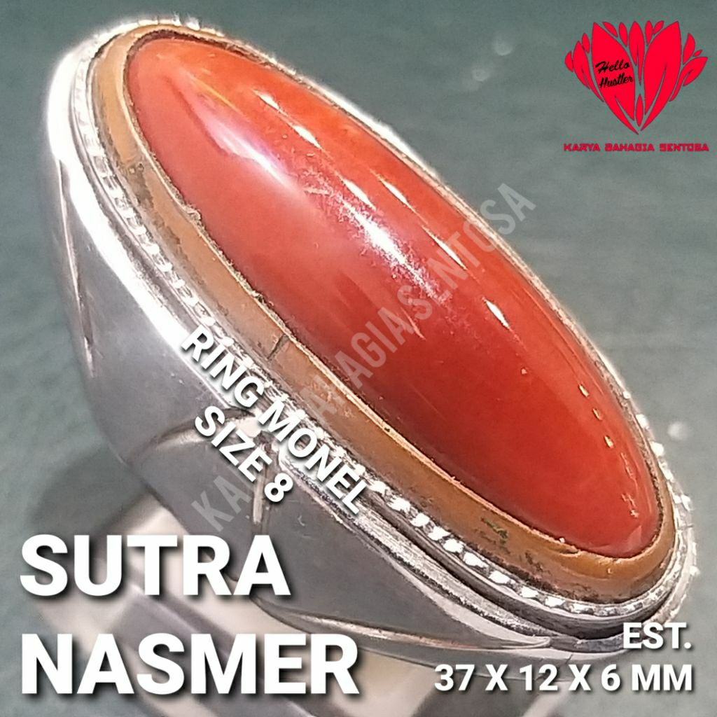 Grand Collector Selection Batu Permata Pandan Nanas Merah SUTRA Natural Chalcedony Ring Monel Custom