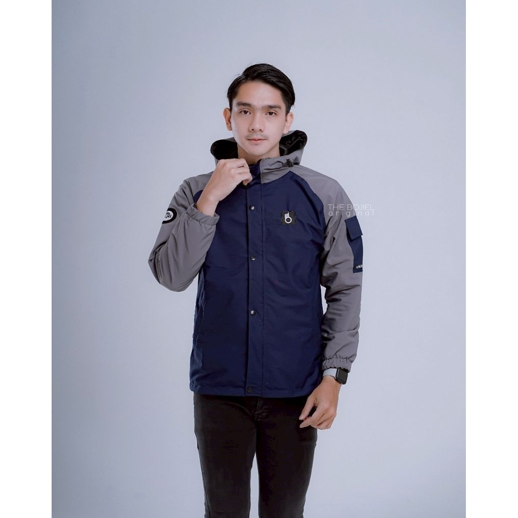 Jaket parka outdoor zigzag original triplehizie maroon grey