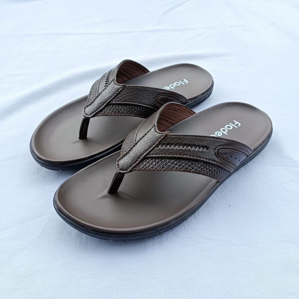 PROMO EXTRA - Sandal Kulit Pria Fladeo Model Jepit Casual Kekinian / Sandal Kulit  Laki-Laki Dewasa 