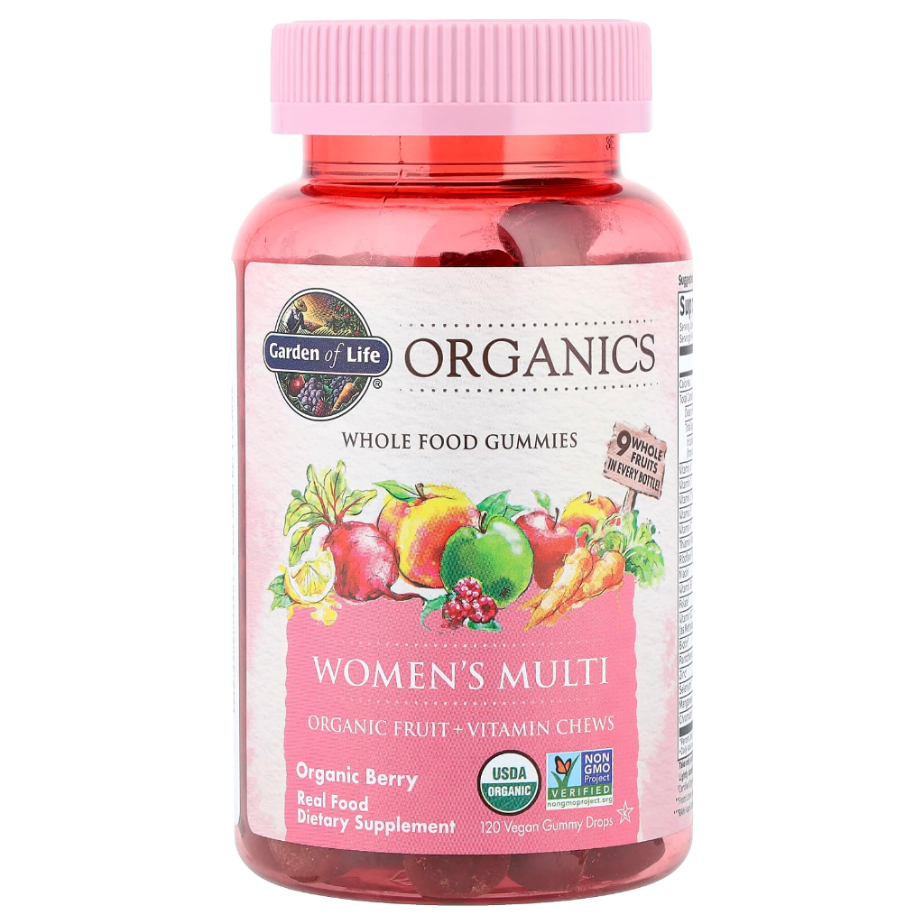 Garden of Life Organics Women's Multi Gummies Organic Berry 120 Vegan Gummy Drops