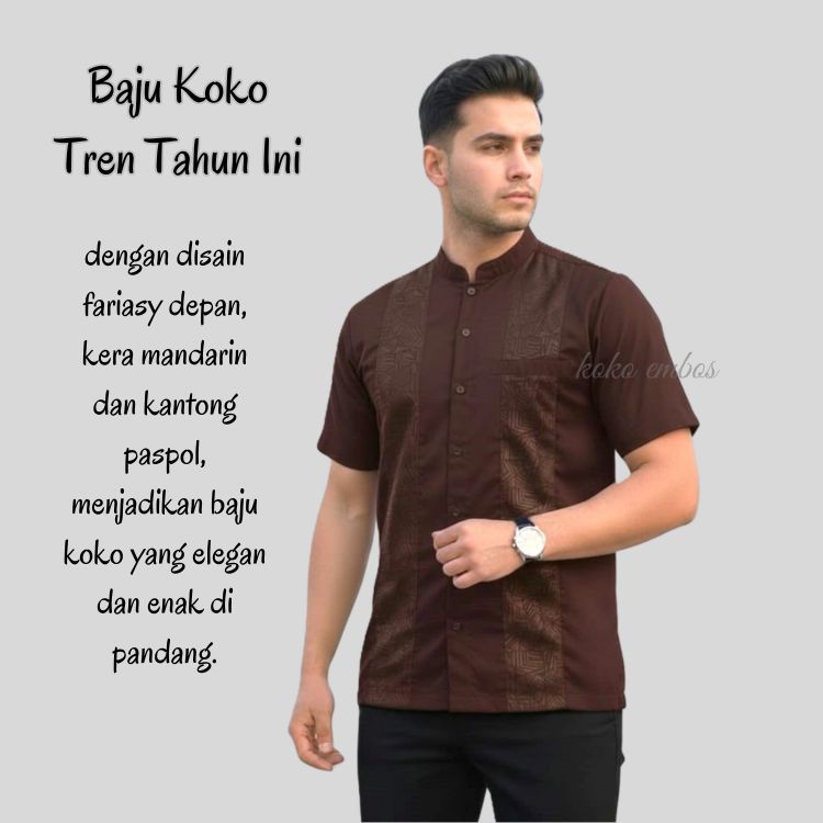 Baju Koko Dewasa Embos Lengan Pendek Dengan Bahan Kain Katun Toyobo Adem Nyaman Berkualitas Berbagai
