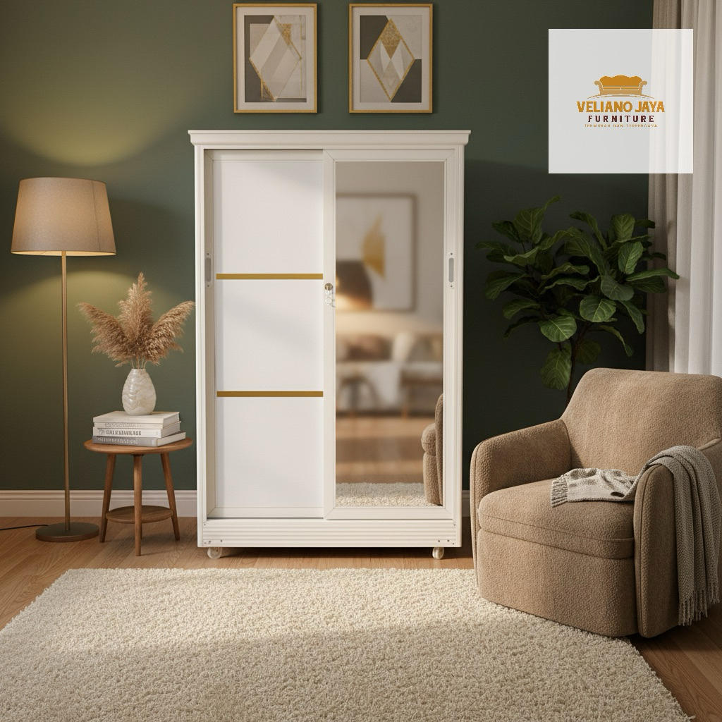 Lemari Sleding 2 Pintu - Lemari Anak // Bahan Alumunium & Kaca