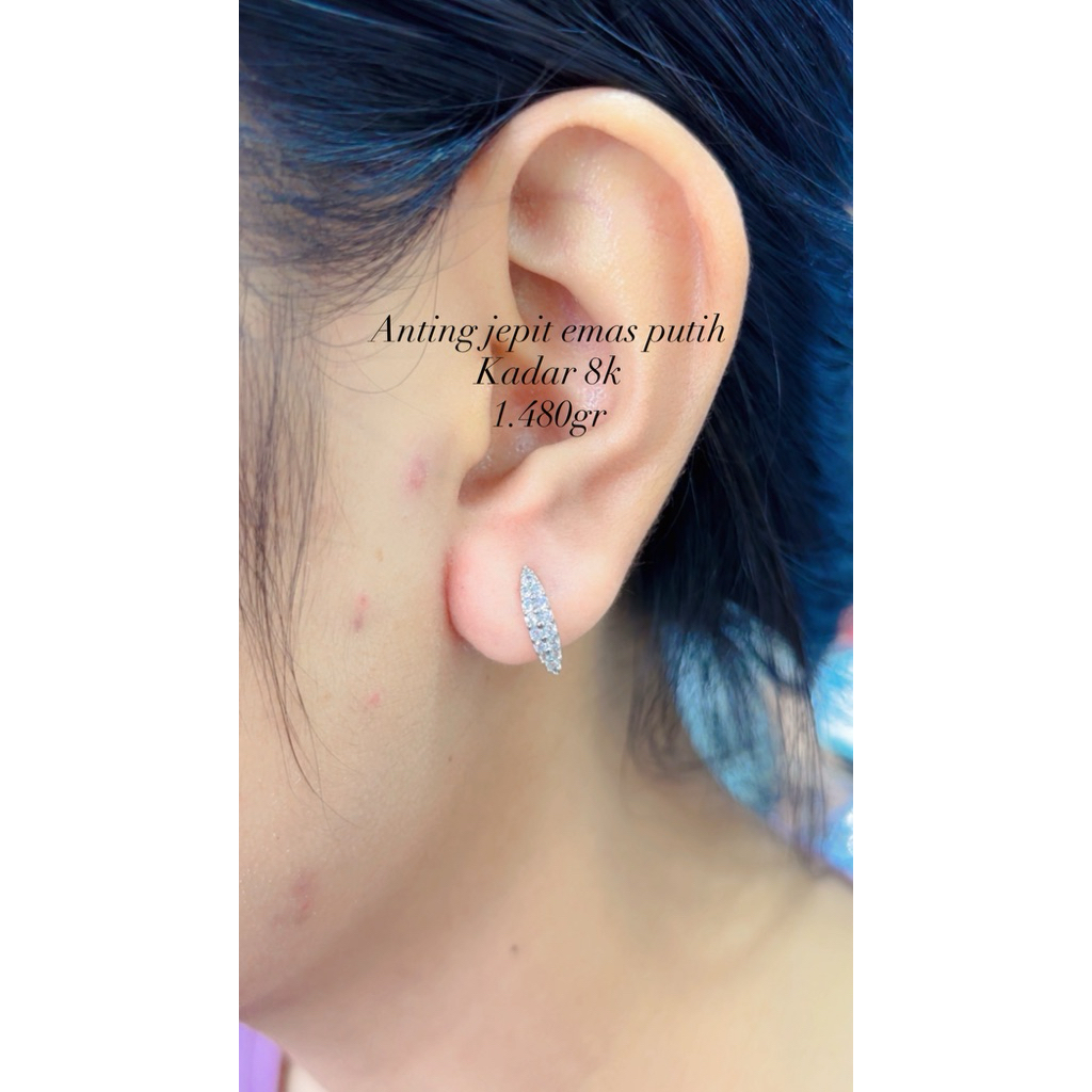 anting emas putih kadar 375%