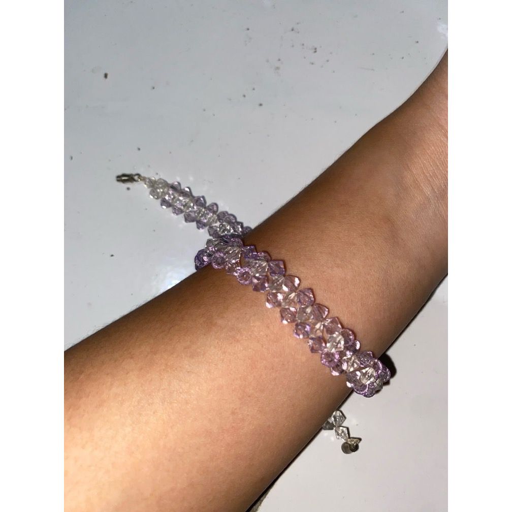 Gelang dan bisa Kalung mote kristal lilac