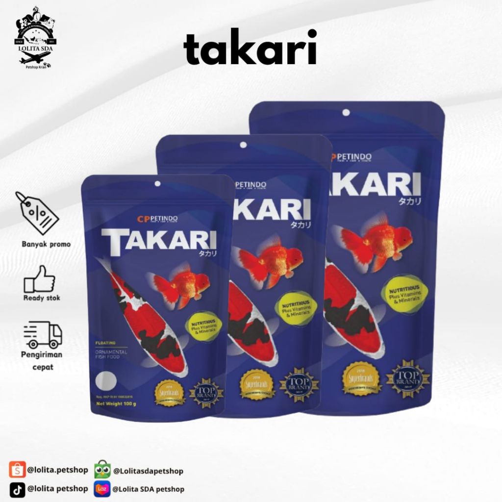 Takari Kemasan Lengkap 100gr 200gr 500gr / Takari Pakan Ikan