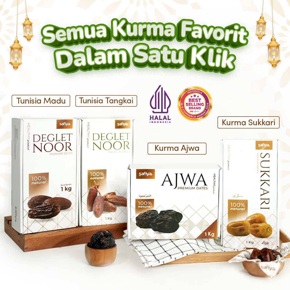 KURMA SAFIYA 1 Kg Sukari Ajwa Tunisia Tangkai Madu Safiya 1 Kg Pure Dates Natural