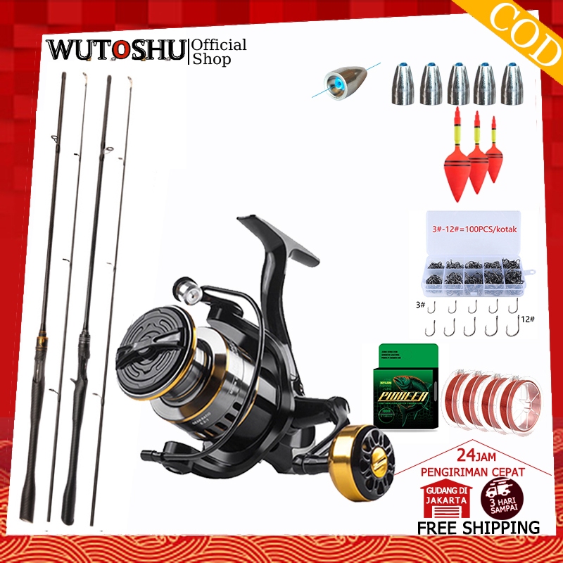 COD daido joran pancing 1.6m/1.8m/2.1m 2 bagian pancing reel HE1000-7000 joran spining reel pancing 