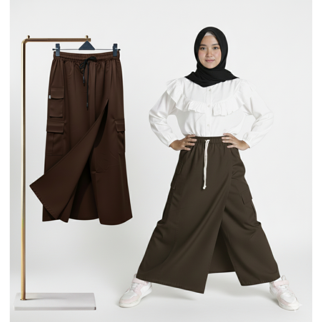Rok Celana olahraga muslimah bahan drill premium Rok Cargo