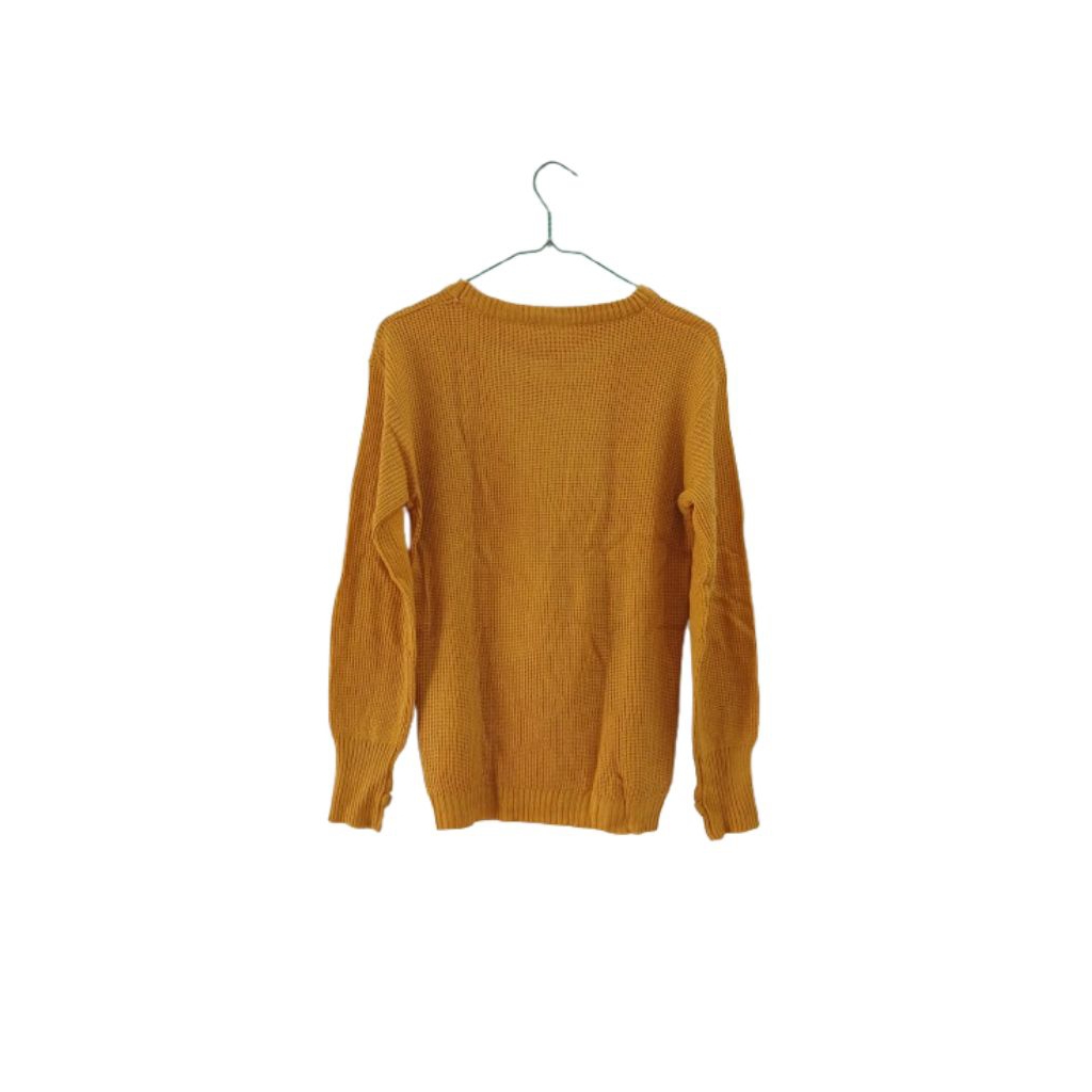 Atasan wanita/Kaos lengan panjang jari/kaos rajut unik preloved Kuning Kunyit