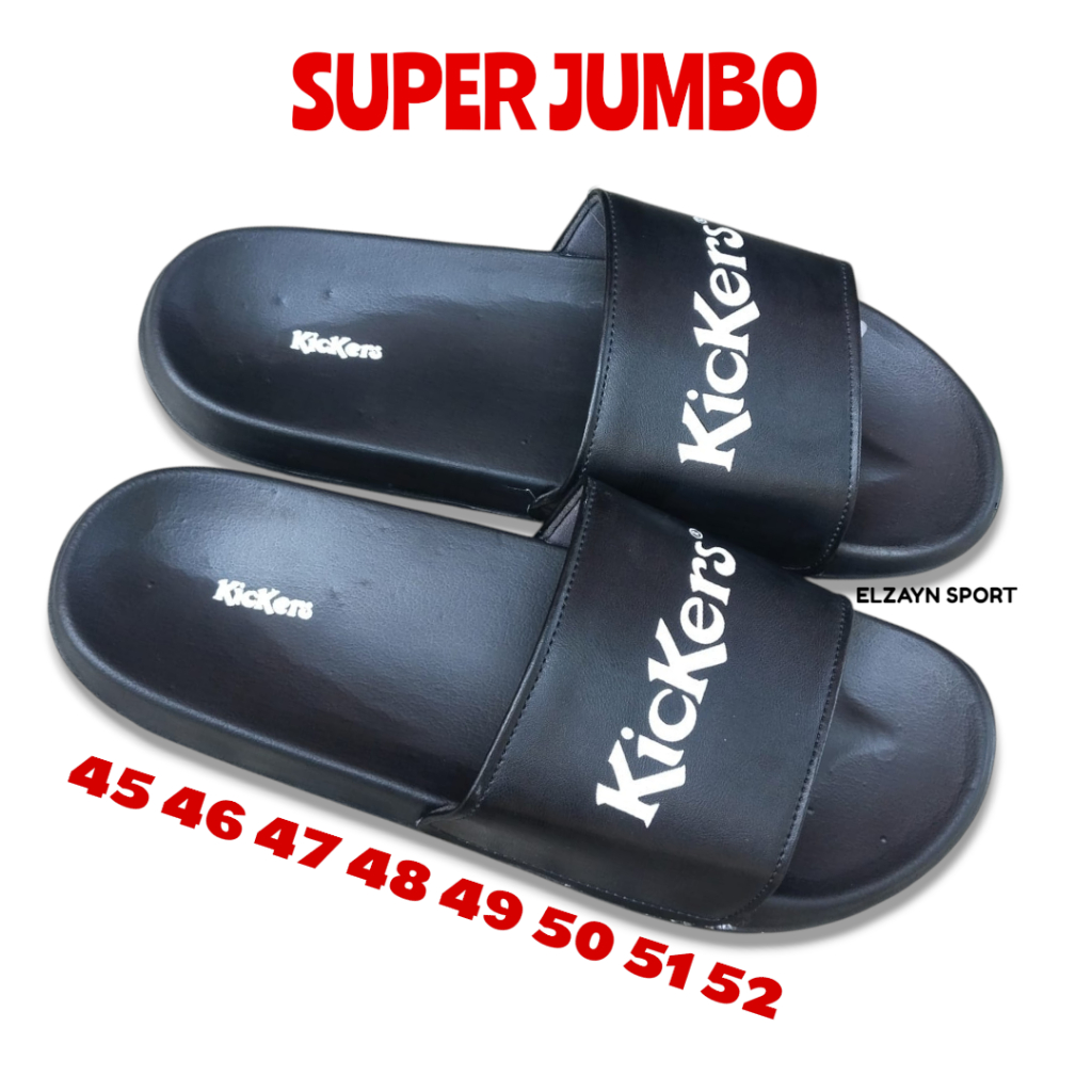 Sandal Jumbo Pria 45 46 47 48 49 50 51 52 Slide Selop BIG SIZE Sandal Ukuran Jumbo Kickers Black Whi