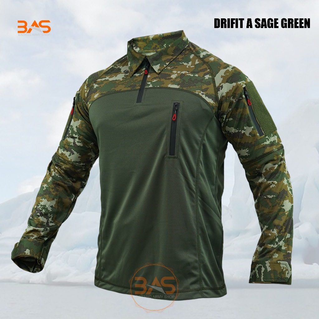 Bintang BDU Sage Green Lengan Panjang Kaos Tactical Battle Dress Uniform Standar/Mode A/Mode V/Wing