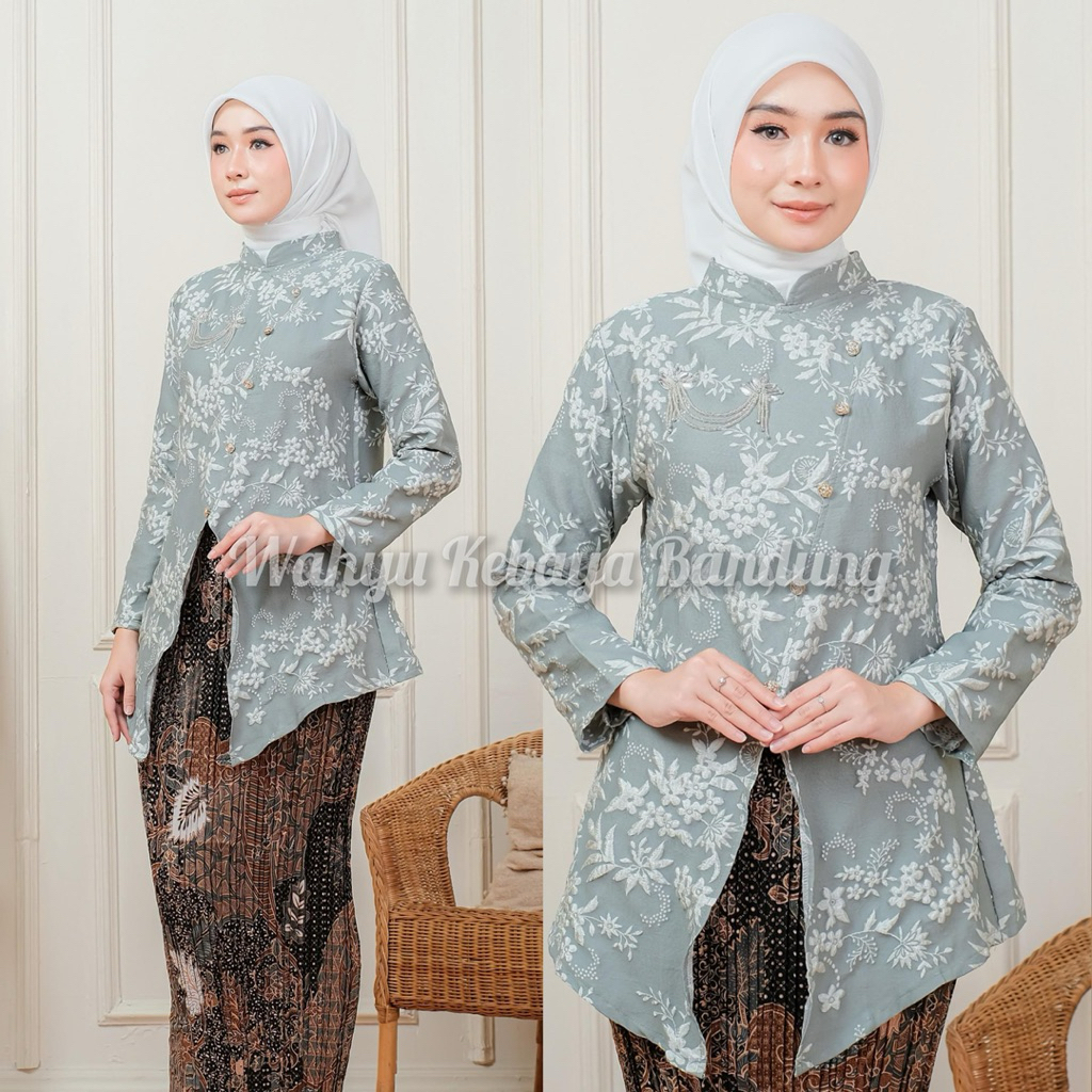 Setelan Kebaya Janggan Embos Prisket Kebaya Wisuda Kebaya Nikahan Tunangan Seragaman Keluarga