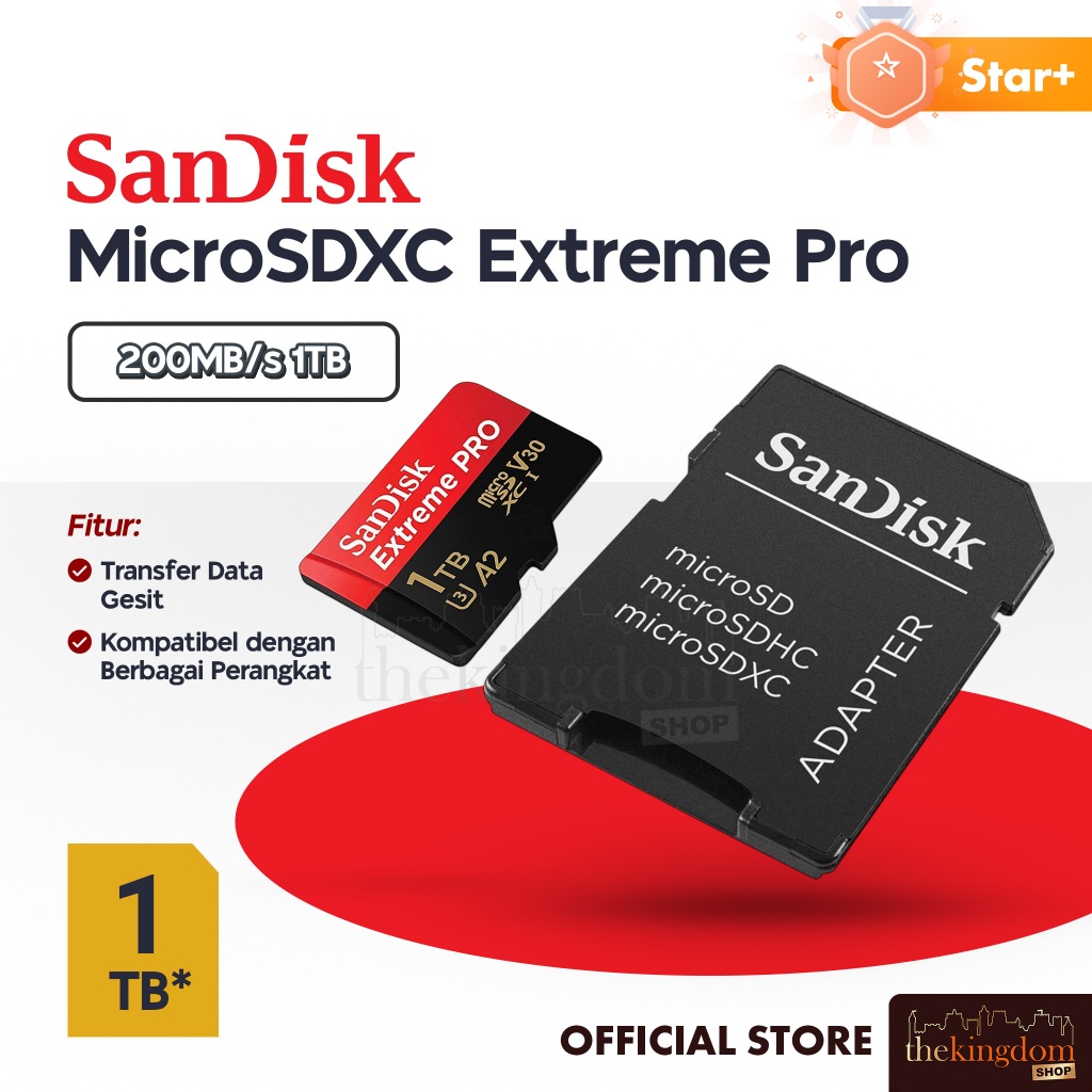 SanDisk Extreme Pro microSDXC UHS-I A2 V30 200MB/s 1TB Memory Camera Kamera Dashcam Hp Kartu SD Card