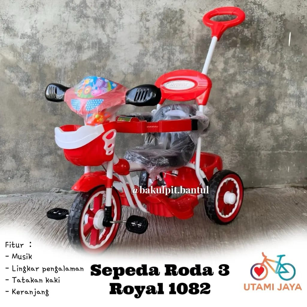 Sepeda Anak roda 3 Tuga Royal Plastik tanpa payung | Sepeda anak roda 3 Tiga royal