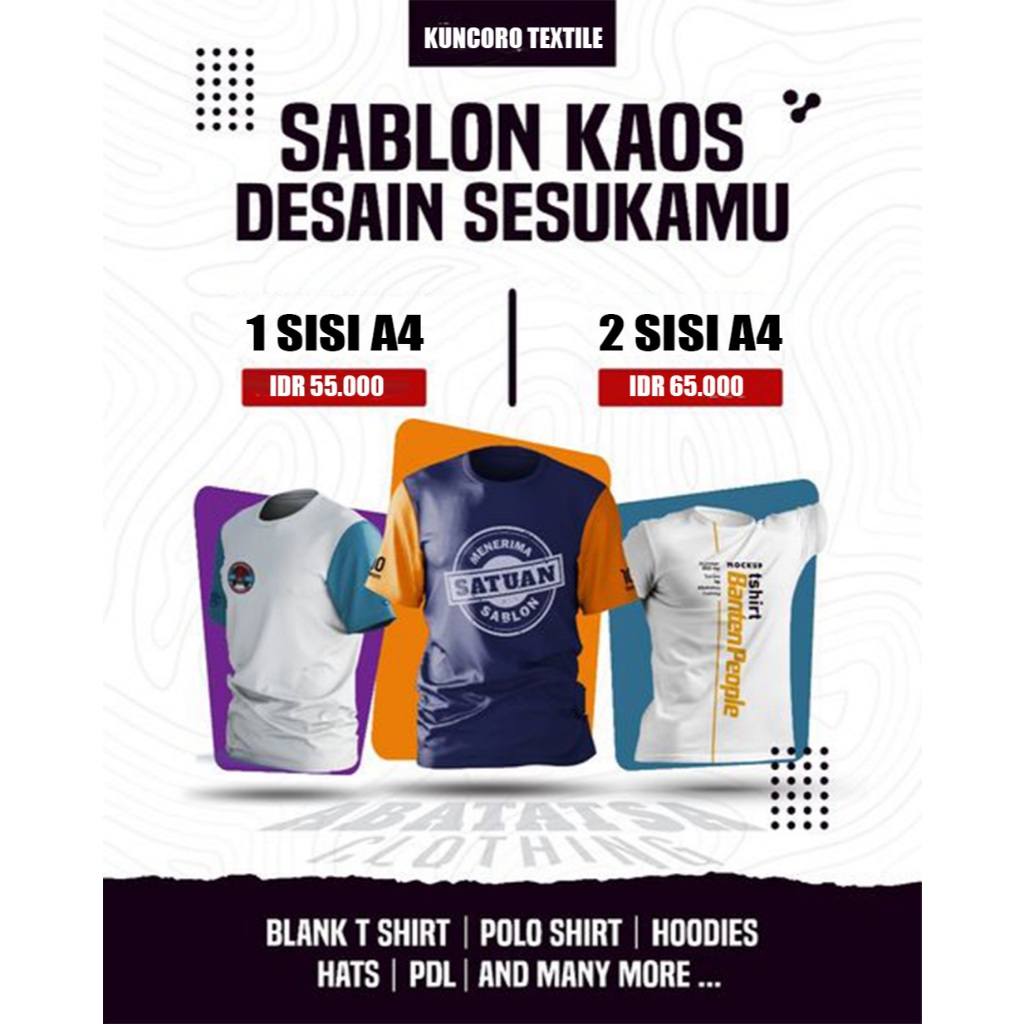 SABLON DEPAN BELAKNG / BAJU KAOS SABLON CUSTOM SATUAN FOTO GAMBAR NAMA TULISAN KATA KATA DESAIN SEND