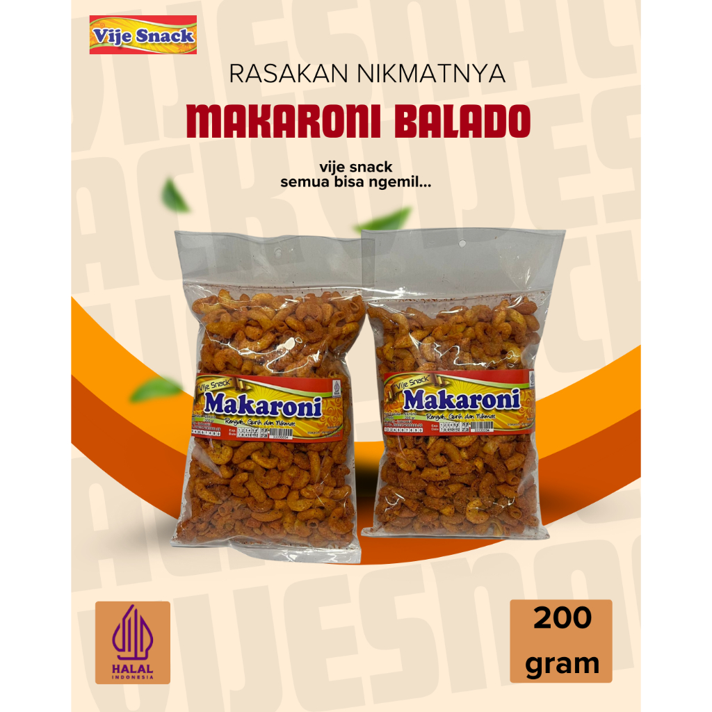 Makaroni Original - Pedas Vije Makaroni Asin Pedas Vije – Snack Makaroni Kering Renyah | Rasa Asin /