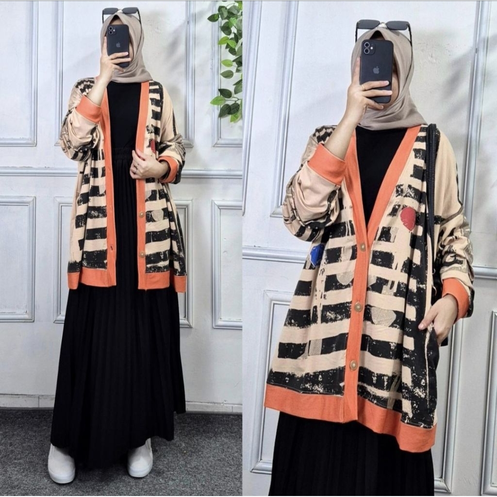 LONG CARDIGAN OVERSIZE ORANGE - CARDIGAN OVERSIZE LD 140CM