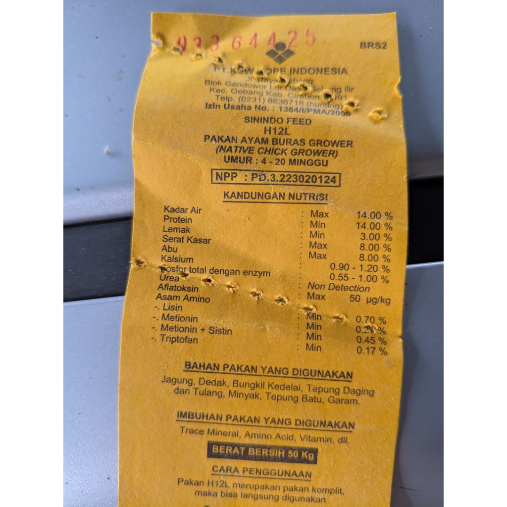 H12L 1 Kg Pakan Ternak Ayam bebek mentok kalkun