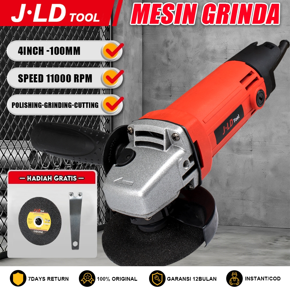 JLD Mesin Gerinda 4inch 480WElectric Angle Grinder Multifunction Mesin Potong dengan Dua Pemoles Bat