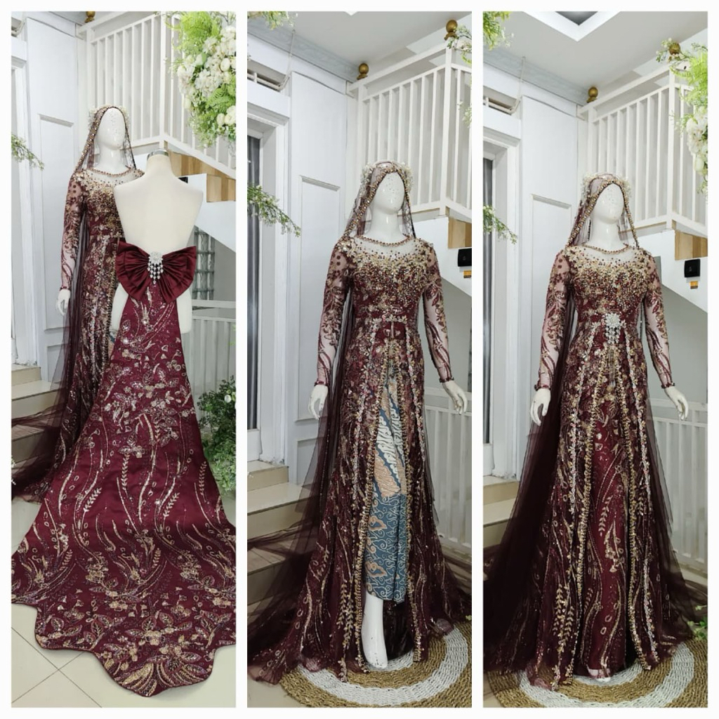 KEBAYA AKAD MEWAH FULL PAYET / BAJU AKAD PENGANTIN MODERN / KEBAYA MEWAH SAYAP / GAUN KEBAYA AKAD