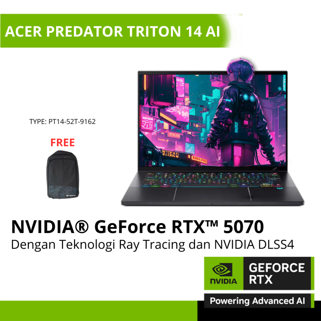 Acer Predator Triton 14 AI OLED GeForce RTX5070 8GB – Intel Ultra 9 288V RAM 32GB SSD 1TB Windows 11
