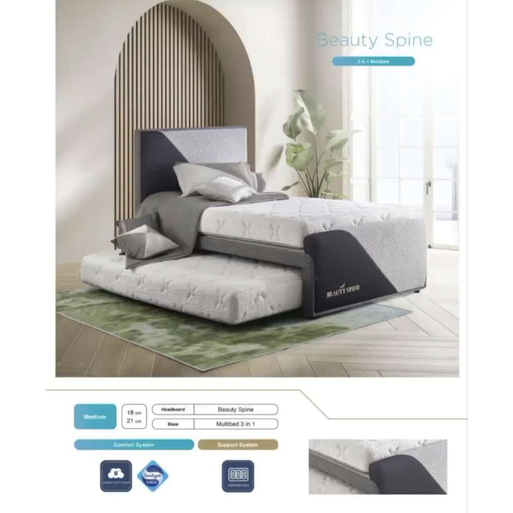 Bed Dorong Elite Springbed type Beauty Spine Elite 3 in 1 (Set Mattress, Divan + Sandaran, Sorong) 2