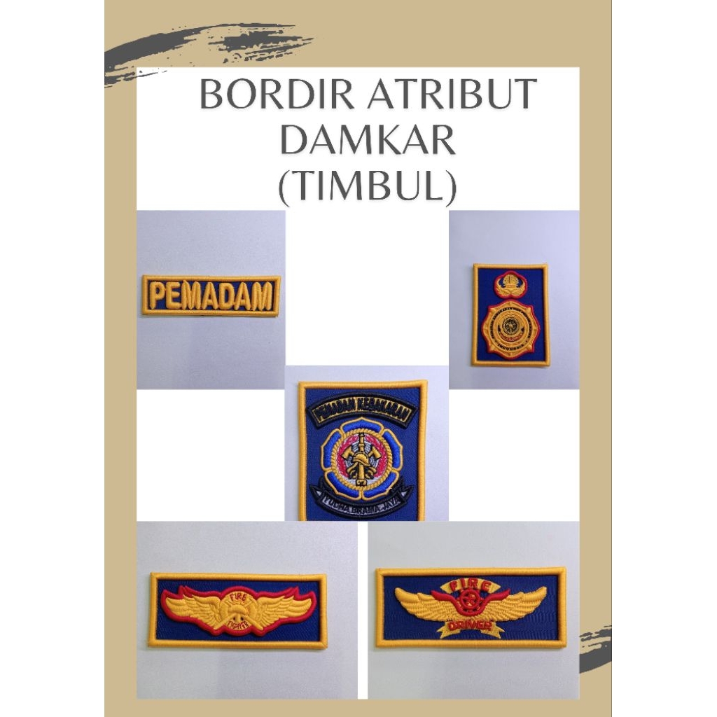 ATRIBUT PEMADAM KEBAKARAN DAMKAR BORDIR TIMBUL 3D